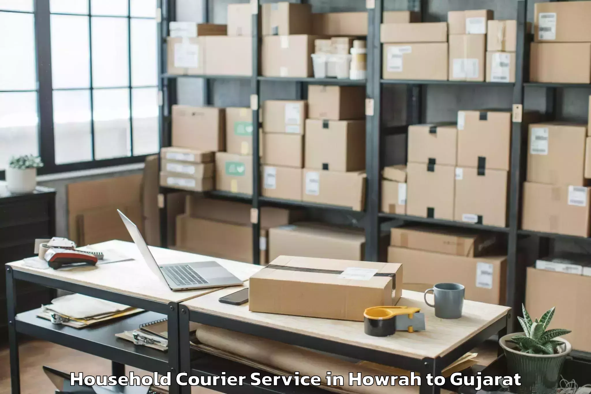 Book Howrah to Songadh Household Courier Online